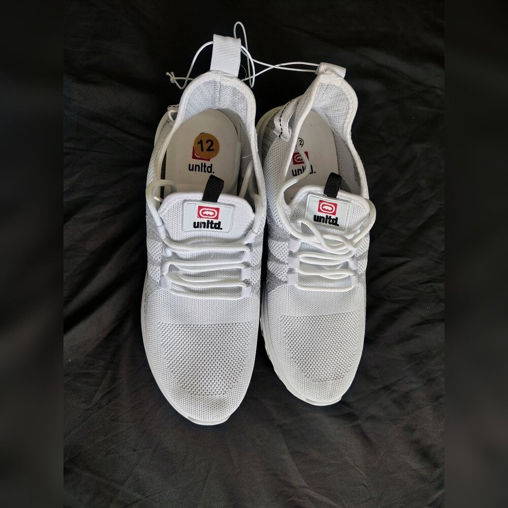 New Men's Marc Ecko Size 12 Color Light Gray Knit Lace Up Sneakers